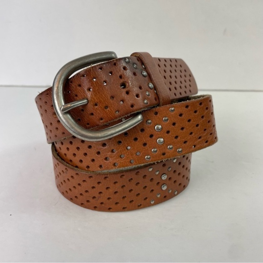 American Eagle Tan‎ Leather Perforated Belt Studded